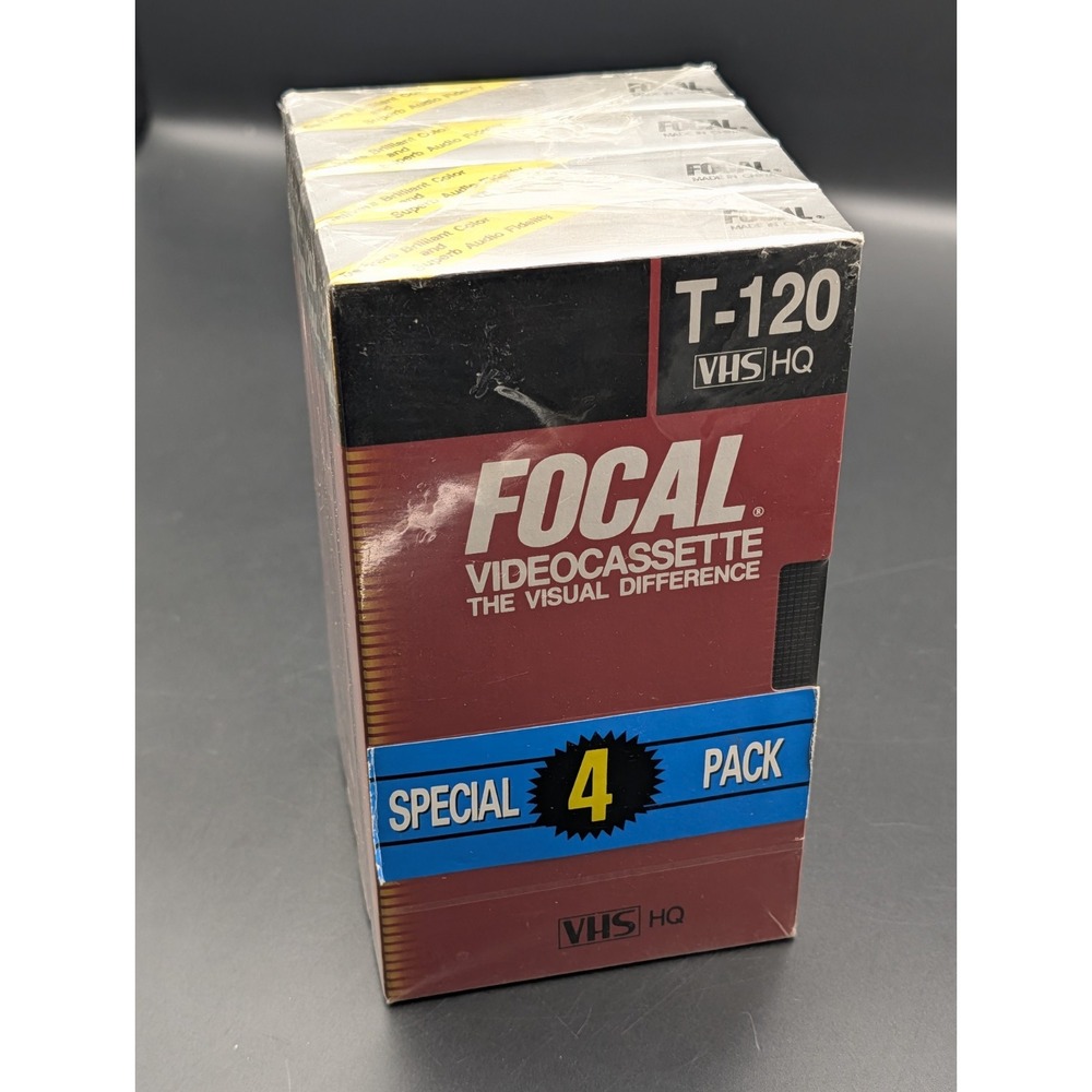 Vintage Focal T-120 VHS Blank Tapes 4 Pack Sealed Videocassette New